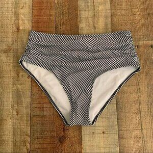 Cupshe women's size medium black and white striped high rise bikini bottom